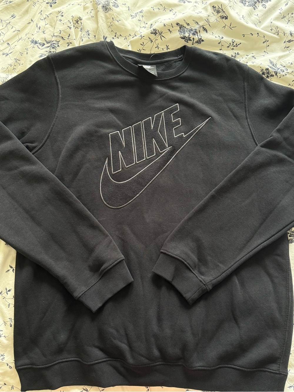Nike Black Crewneck Sweatshirt with White Embroidered Swoosh